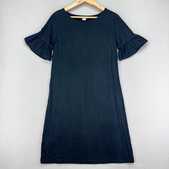 J. Crew Dresses & Skirts - J.CREW T-Shirt Dress Womens XS Black Ruffle Sleeve Minimalist Career Preppy